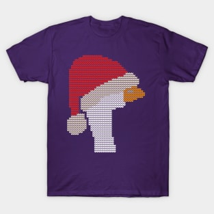 Christmas Sweater Goose in Santa Hat T-Shirt